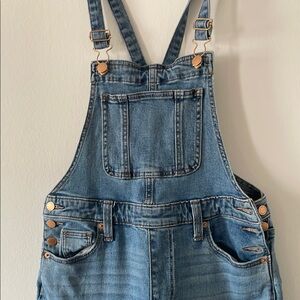 Denim Overalls with Copper Accents